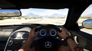 Mercedes-Benz SLR 722s Roadster &amp; Mansory for GTA 5 steering wheel view