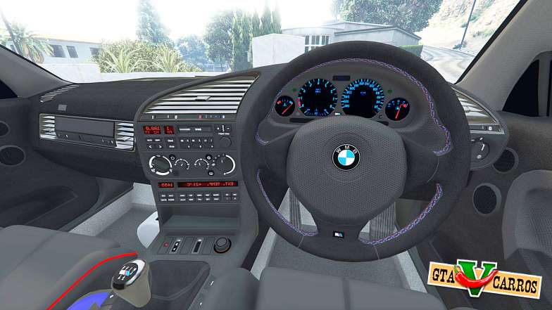 BMW M3 (E36) Street Custom [blue dials] v1.1 for GTA 5 steering wheel view
