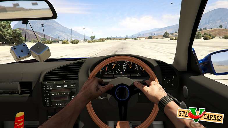 BMW M3 E36 DRIFTMISSILE for GTA 5 steering wheel view