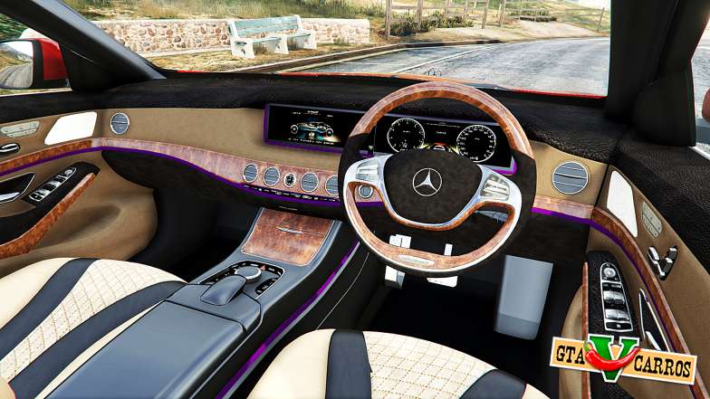 Mercedes-Benz S500 (W222) [bridgestone] v2.1 for GTA 5 steering wheel view