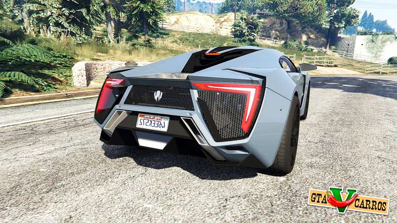 W Motors Lykan HyperSport 2014 v1.3 [replace] for GTA 5 - rear view