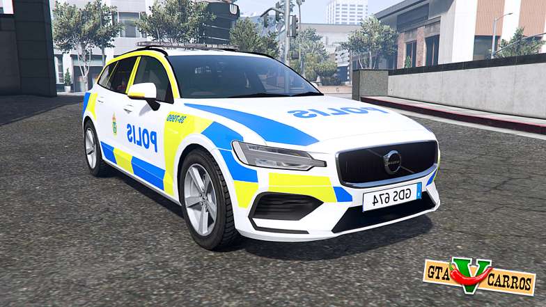 Volvo V60 T6 2018 Swedish Police [ELS] for GTA 5 - front view