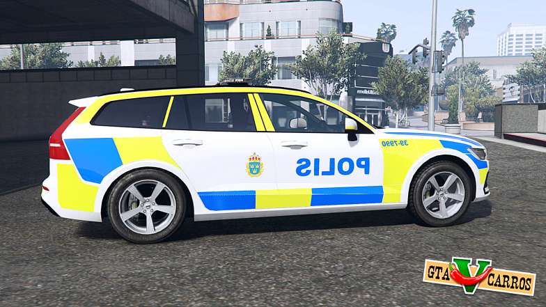 Volvo V60 T6 2018 Swedish Police [ELS] for GTA 5 - side view