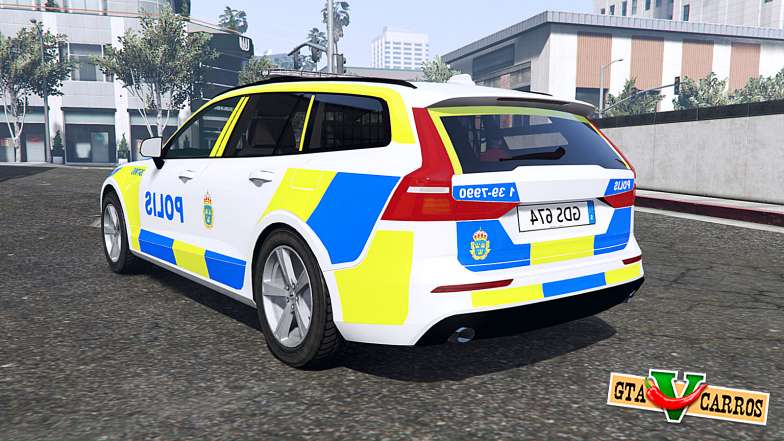 Volvo V60 T6 2018 Swedish Police [ELS] for GTA 5 - rear view