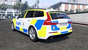 Volvo V60 T6 2018 Swedish Police [ELS] for GTA 5 - rear view